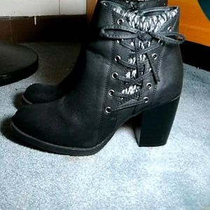 Black Zip-Up High Heel Boots